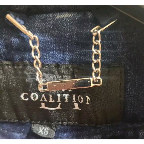 Women's Denim Asymmetrical Jean Moto Biker Style Jacket Asymmetrical Zip Blue XS - Picture 7 of 8